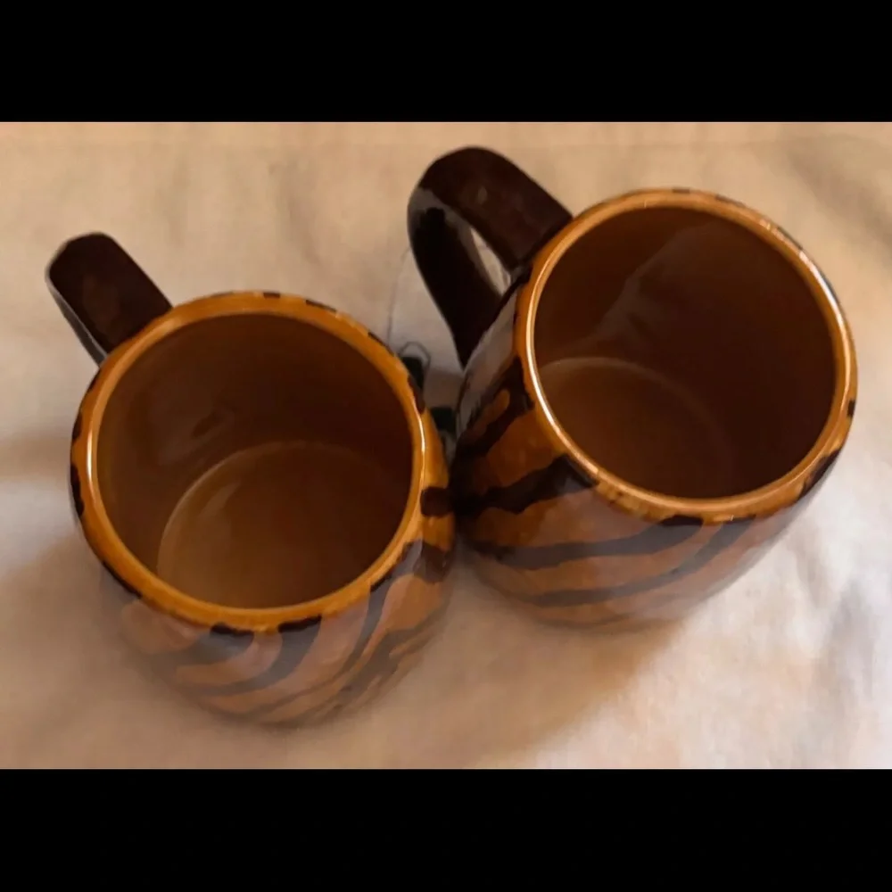 2 Dario Farrucci Ceramic Zebra Print 12oz COFFEE MUGS CUPS - Picture 2 of 4